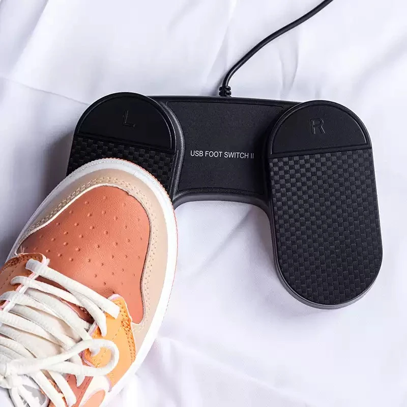 Dual USB Game Foot Pedal Switch, Metal Pedal Supports Keyboard & Mouse Simulation view 3