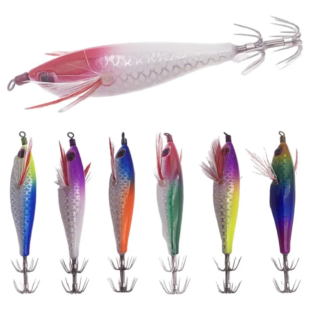 Wear-resistant Artificial Shrimp Bait Anti-corrosion Fishing Compact Simulation Wood Shrimp Squid Hook Jigging Bait