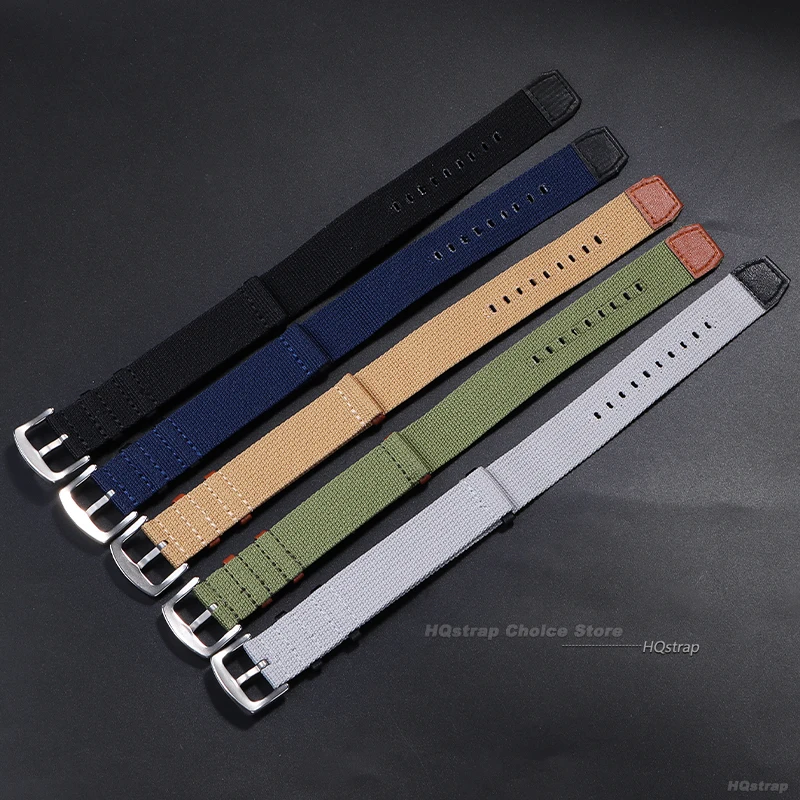Ребристый ремешок для военных сменных ремешков для часов 20 мм 22 мм нейлоновый кожаный ремешок премиум-качества для Hamilton Khaki Field
