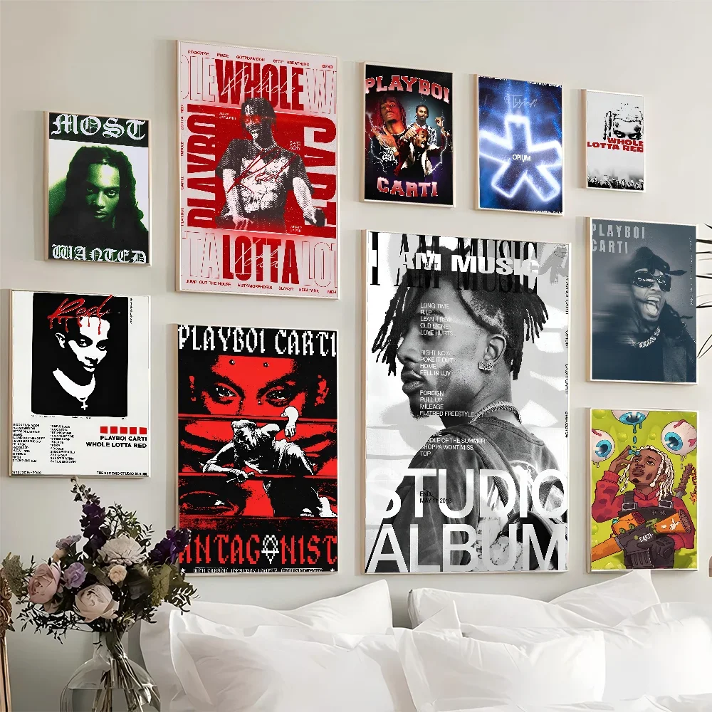 1PC Fashion Rapper Music Star Playboi Carti Art  Movie Sticky Poster Retro Kraft Paper Room Bar Cafe Aesthetic Art Wall Painting