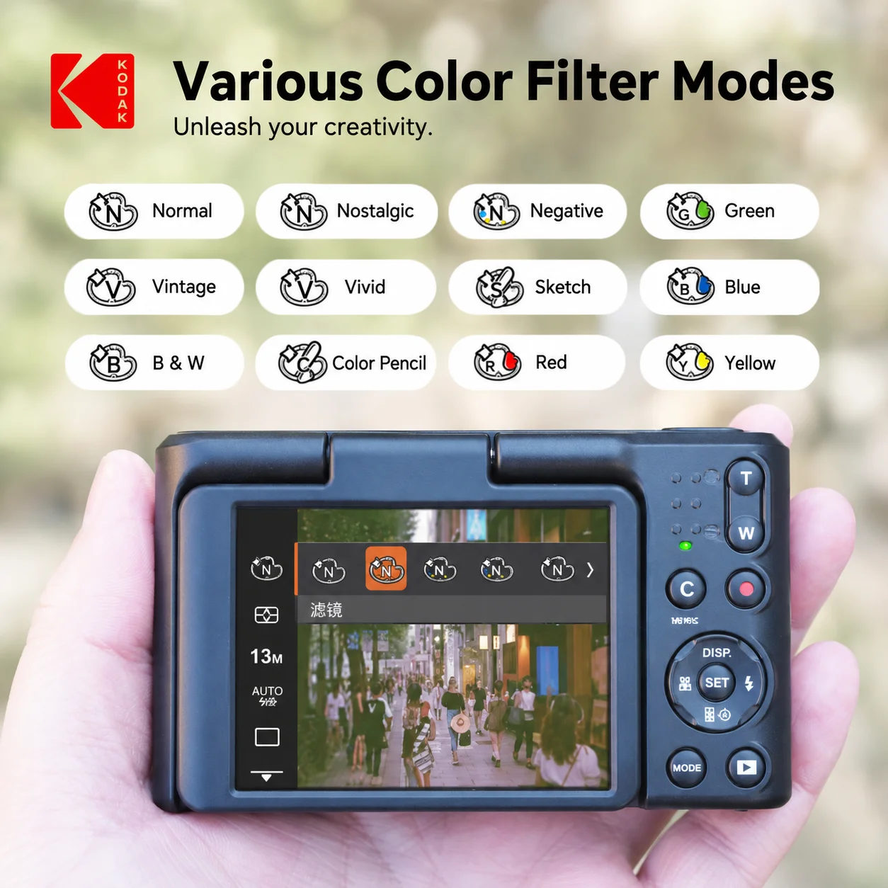 Original KODAK PIXPRO C1 Digital Camera 13MP 1080P Video 180° Flip Screen F2.0 Compact Point and Shoot Vlogging Camera Gift