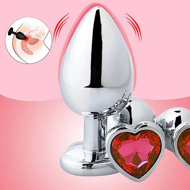 3 Sizes Anal Plug Heart Stainless Steel Crystal Anal Plugs Removable Butt Plug Stimulator Anal Sex Toys Prostate Massager Dildo