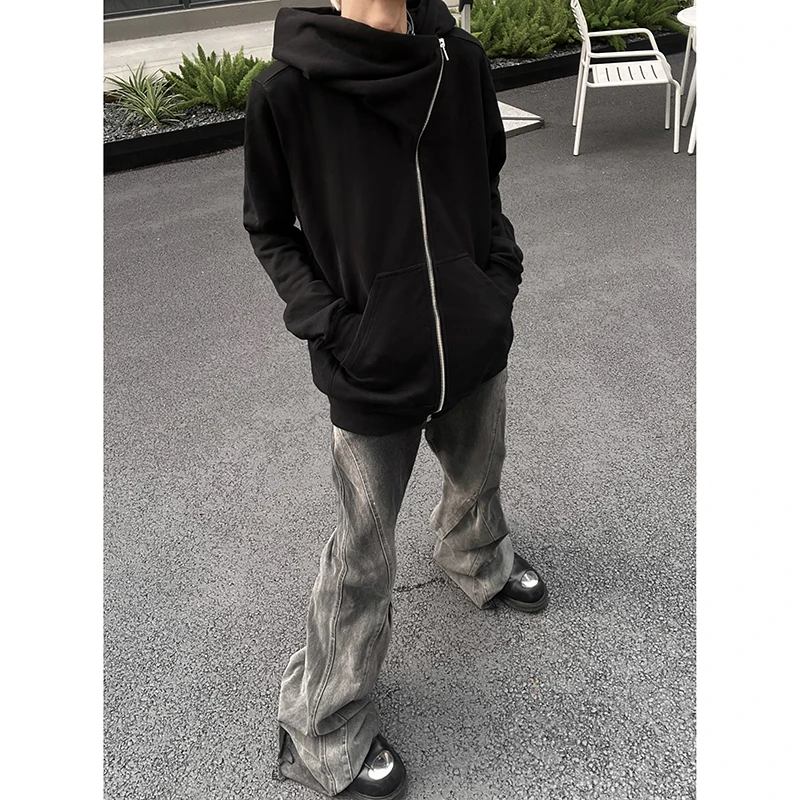 Men Hooded Cotton Zipper Sweatshirt High quality High Street Loose Unisex Oversize Fashion Pullover Hoodie Owen Seak RO Cloth