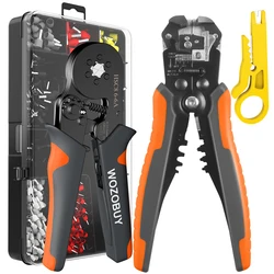 Ferrule Crimping Tool Kit, AWG 23-7 Self-Adjusting Crimping Pliers+Stripper | WOZOBUY Brand Electric Tools Set