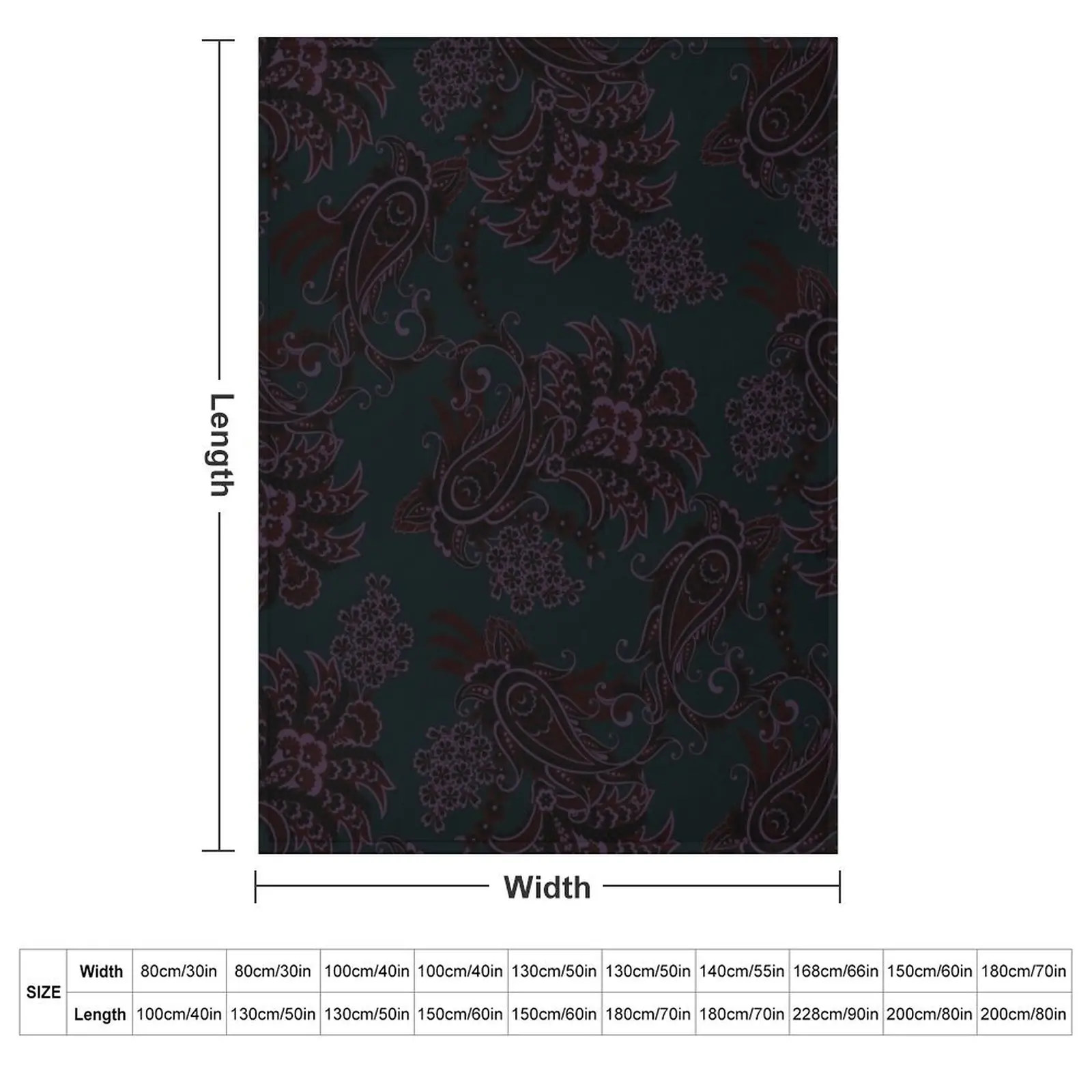 Paisley Print Meadows Dark Green Paisley Colors Throw Blanket Hairy Decoratives for babies Furrys Blankets