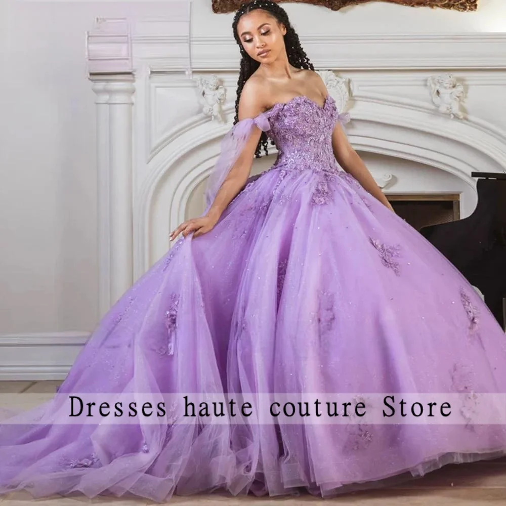 Różowa Sukienka Quinceanera z Odkrytymi Ramionami, Suknia Balowa 2025, Aplikacje Tiulowe, Słodka Sukienka na 15 Urodziny, Sukienka Księżniczki na Przyjęcie Urodzinowe, Szyta na Miarę