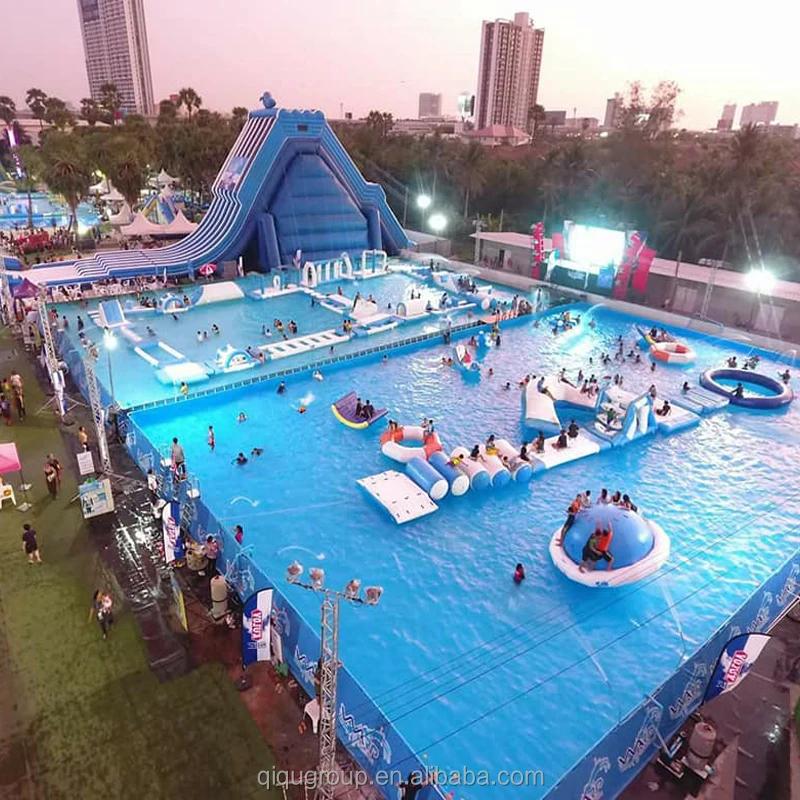 Amusement Game Zone Inflatable Water Park With Pool