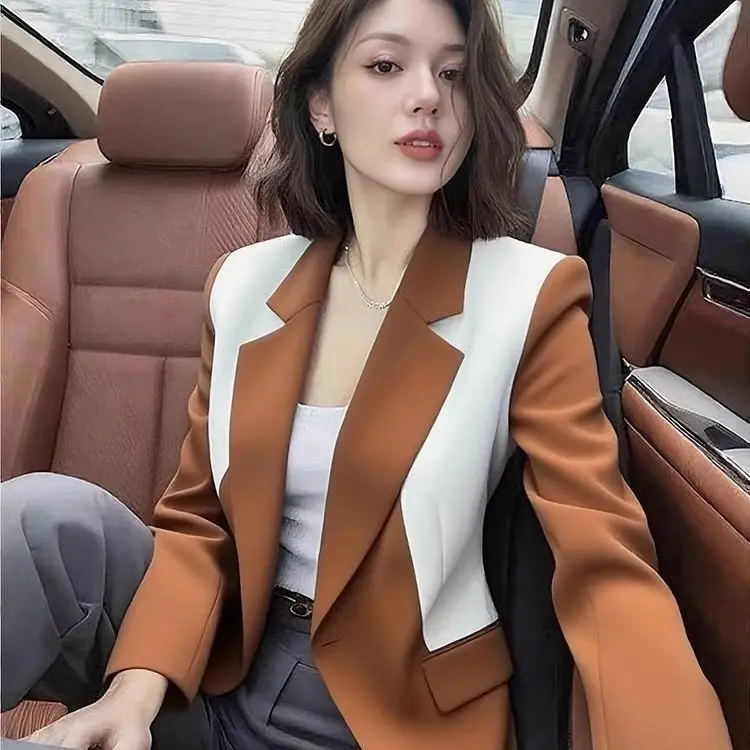 

High-quality small suit Coat Women 2025 spring autumn fashion Blazer jacket Joker professional Outcoat contrast Overcoat Ladies
