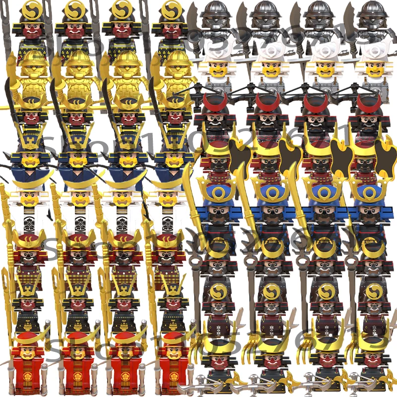 8Pcs/Sets Ghost Samurai Building Blocks Soldiers Sets Anime Action Figures Helmet Armor Archery Toys For Boys Christmas Gifts