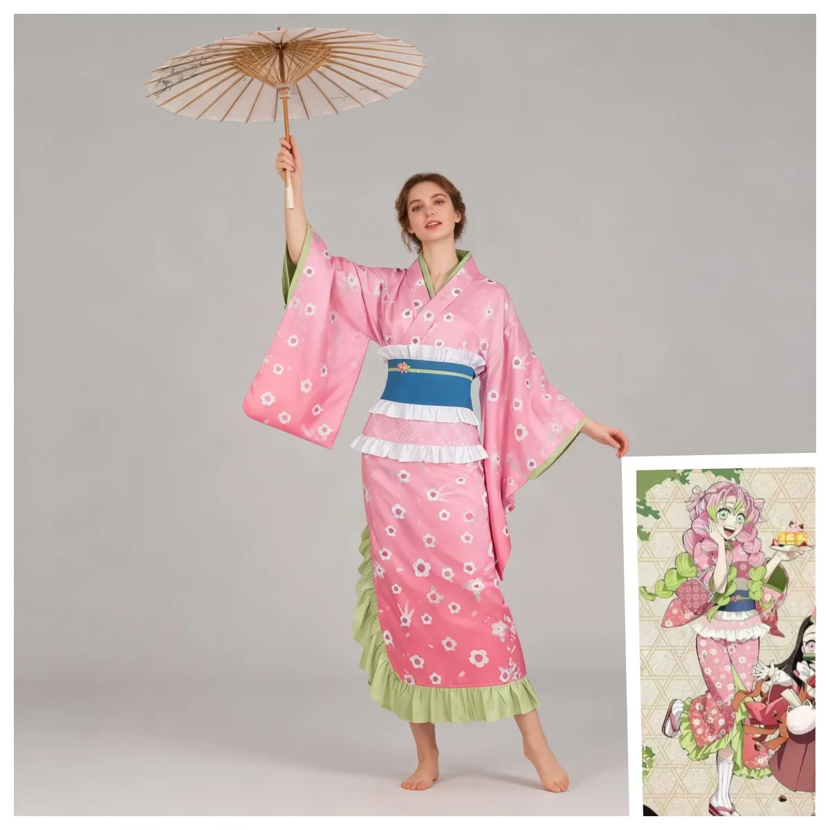 

Anime New Fashion Kanroji Mitsuri The Fifth Anniversary of The Matching Striped Stockings for Ladies Maid Role-playing Costume