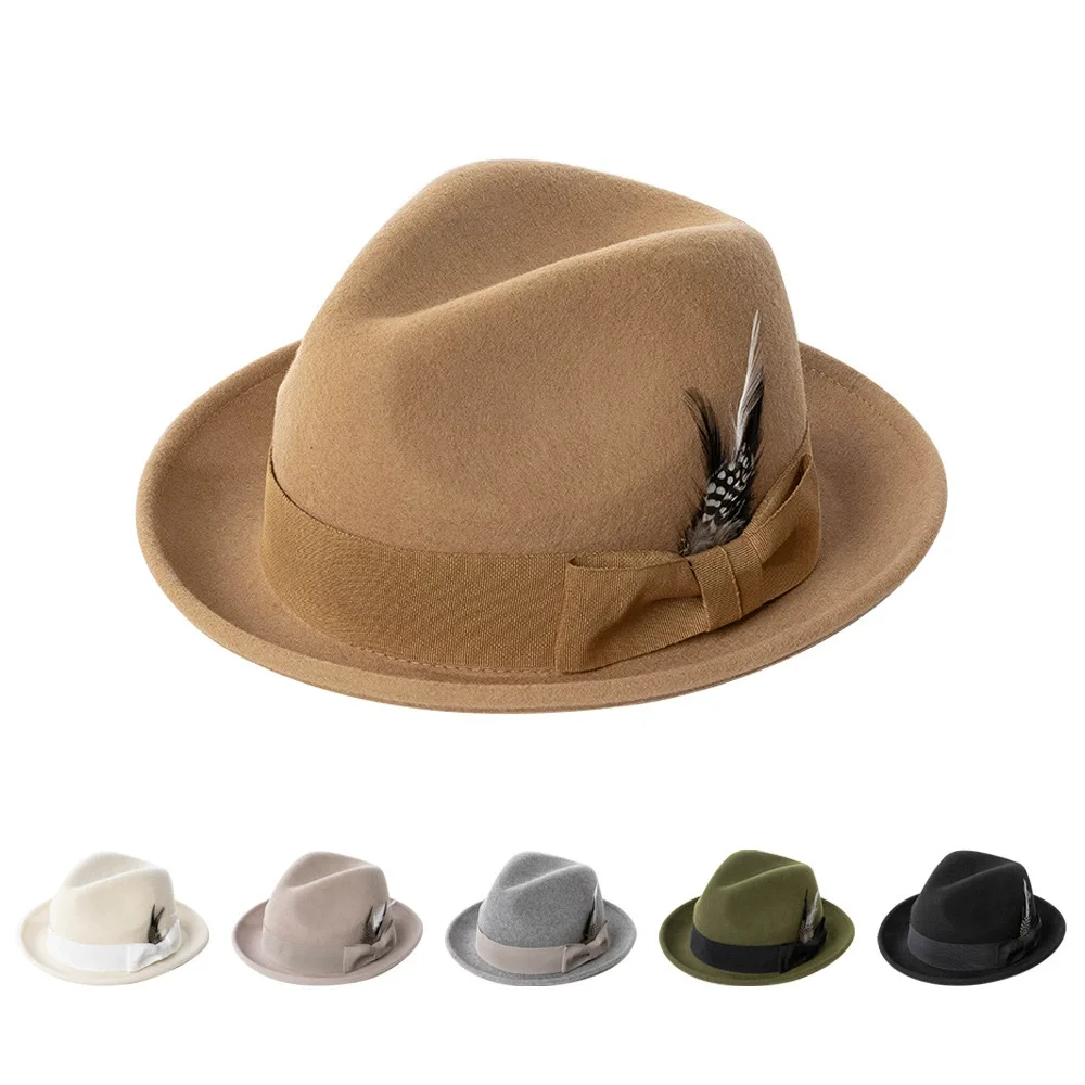 100%Wool Top Hat Fedoras Hat Jazz Top Men's Vintage Elegant Top Hat Lady Hard Top  Winter Fashion Retro Cap