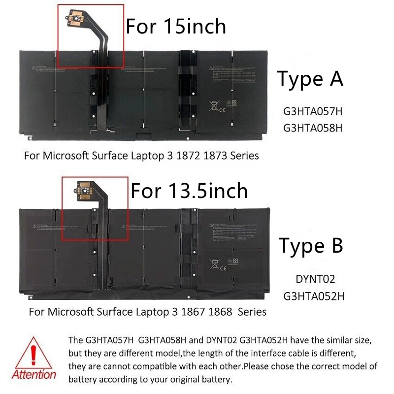 Imagem -02 - Supstone G3hta052h Dynt02 G3hta057 Laptop3 G3hta058 Bateria para Microsoft Surface Laptop 413.5 15 Polegada 1867 1868 1951 1872 1873