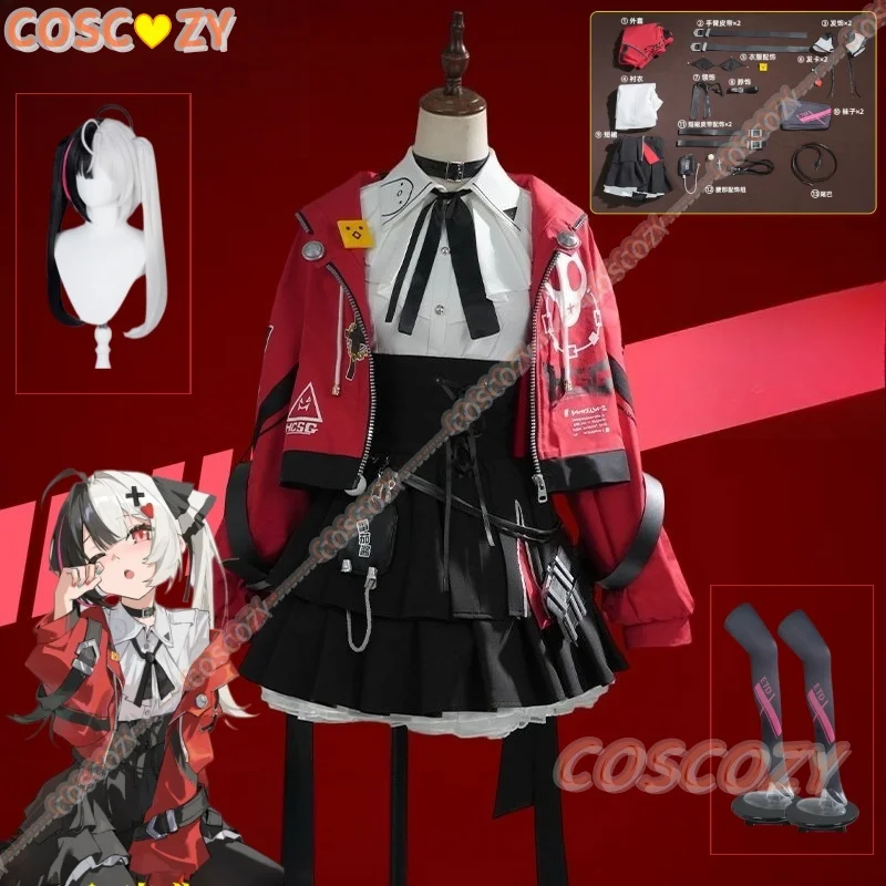 

Lacrimosa Neverness To Everness Cosplay Costume Wig Game NTE Halloween Carnival Women Uniform Coat Skirt Shirts Socks Full Set