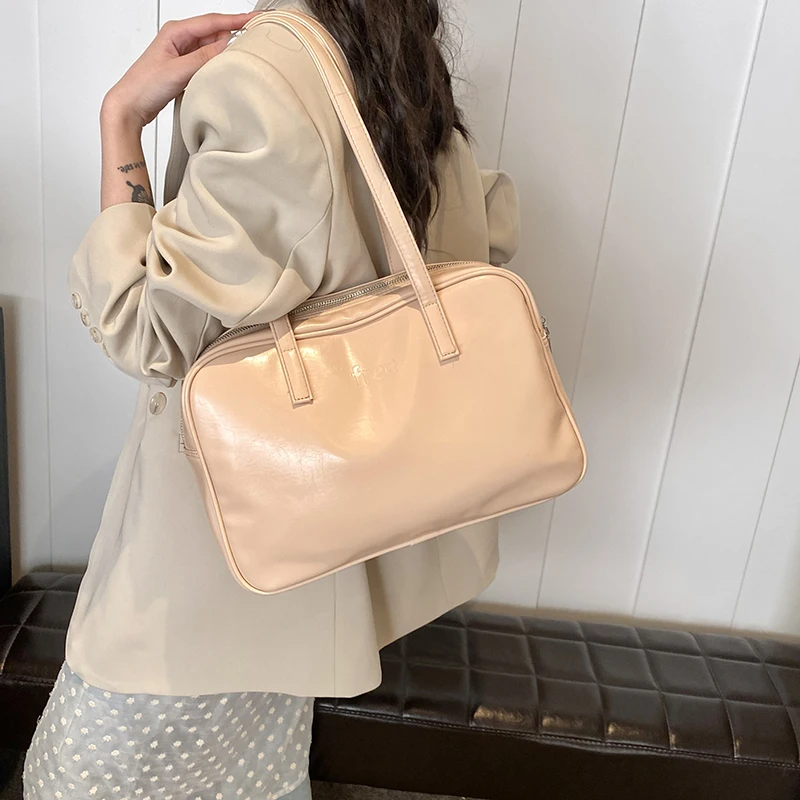 2024 Korean Fashion Casual Women Simple Solid Color Soft PU Leather Designer Shoulder Bag Female Handbags and Purses