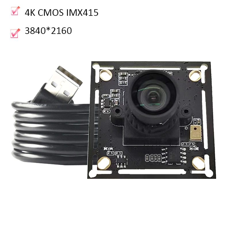 

3840*2160 4K HD CMOS IMX415 110 Degree USB 2.0 Camera Module With Digital Mic 30FPS MJPEG, YUY2