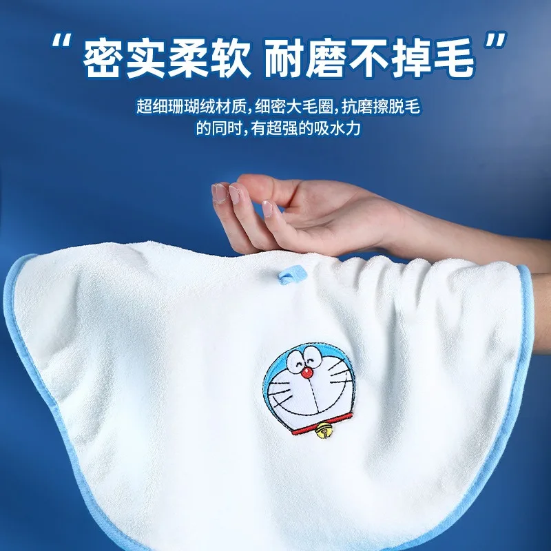 Doraemon Hand Towel Home Convenient Hanging Double-layer Thickened Speed Dry Absorbent Hand Cloth Anime Bathroom Hanging Towel