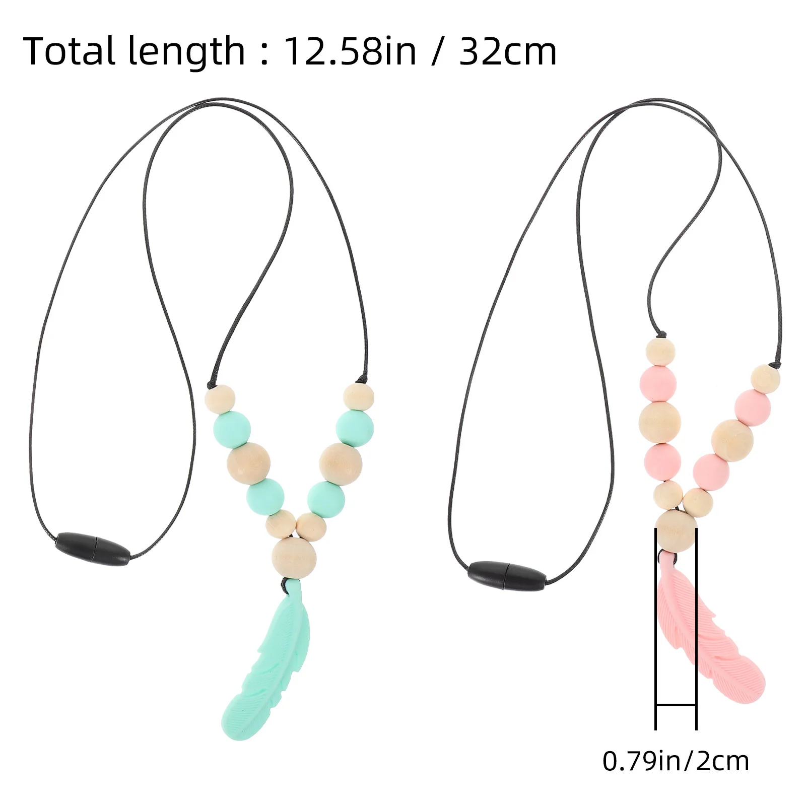 2 قطعة القلائد مضغ الطفل عضاضة لينة آمنة خفيفة الوزن الرضع التسنين قلادة طفل الحسية مضغ المعونة مضغ قلادة