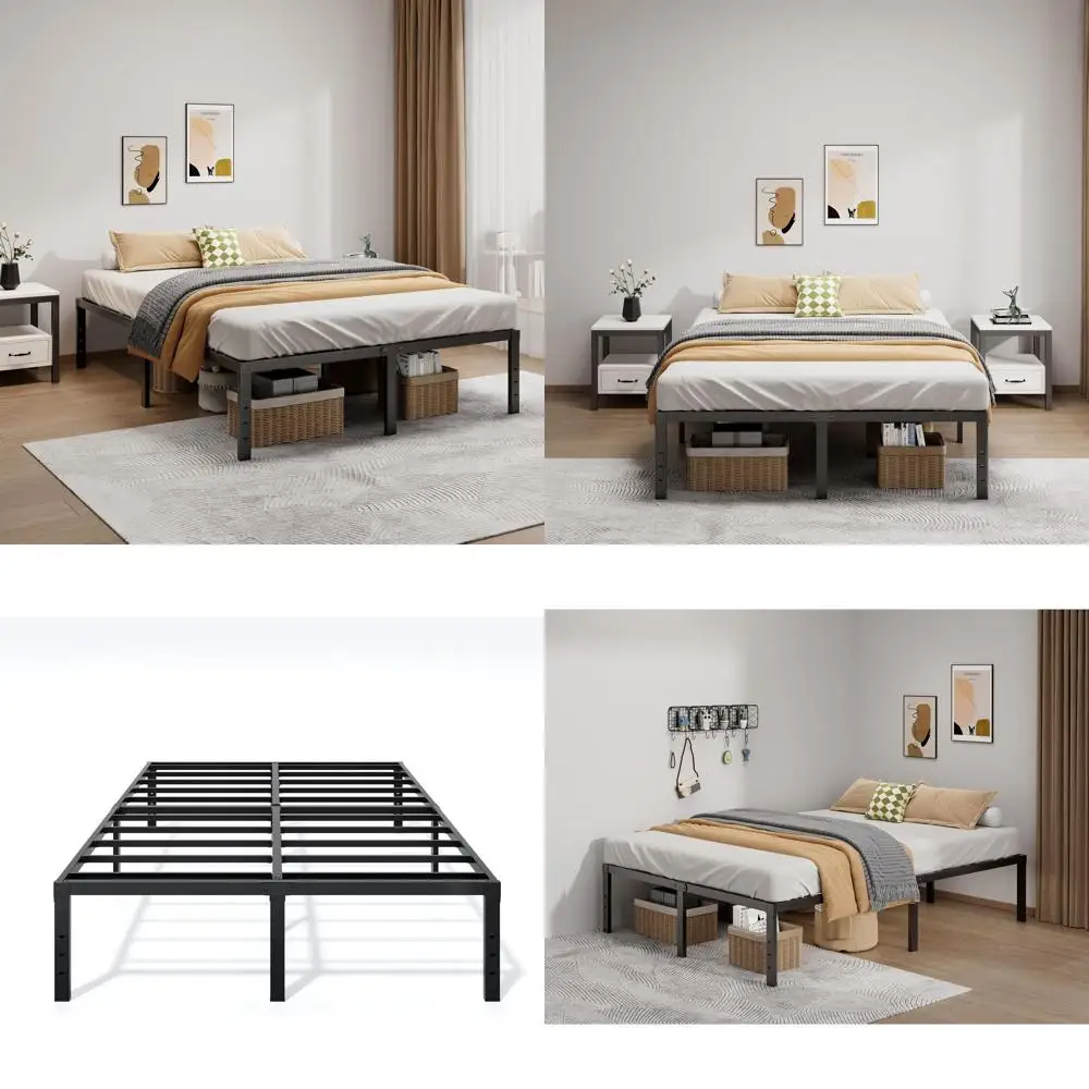 

16 Inch Heavy-Duty Full Platform Bed Frame - No Box Spring Needed, Easy Assembly, Noise-Free, Sturdy Support, Storage Space Unde