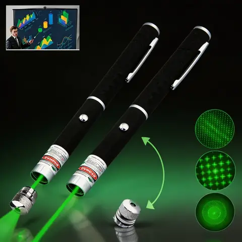(Do Not Provide Batteries) Green Red Laser Pointer Teaching Tool Pet Automatic Cat Toys Laser Focus Lazer Pen Combination