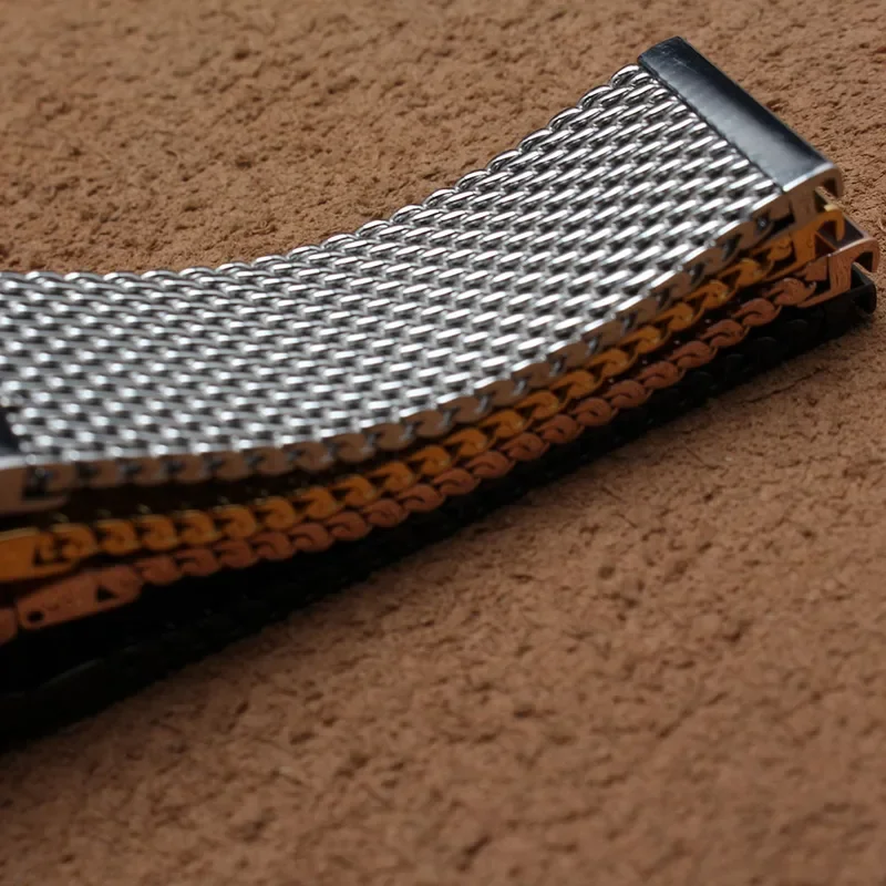 الصلبة الفولاذ المقاوم للصدأ الأشرطة القيادة حزام (استيك) ساعة نشر مشبك القرش شبكة مصقول الأعمال حزام (استيك) ساعة 18/20/22/24 مللي متر سوار