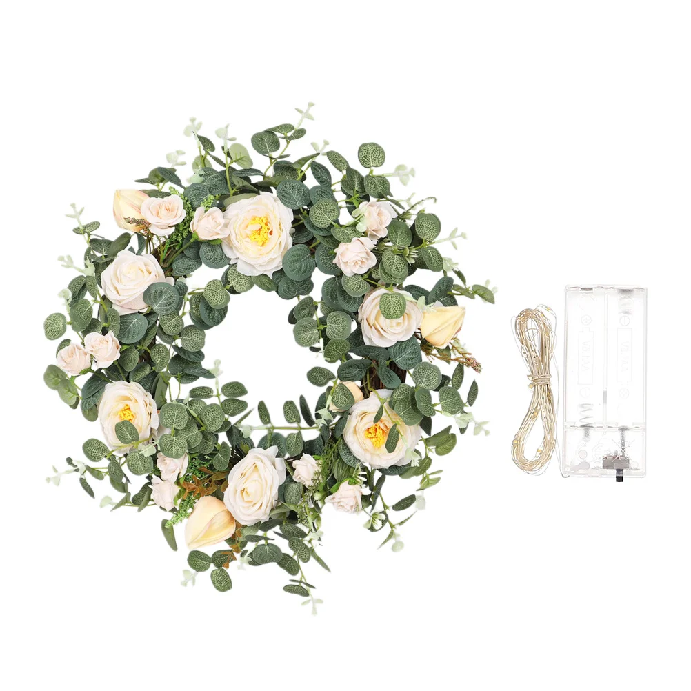 

Simulation Wreath Simulation Wreath Camellia Leaves Summer Home Wedding Door Hanging Artificial Flower Circle