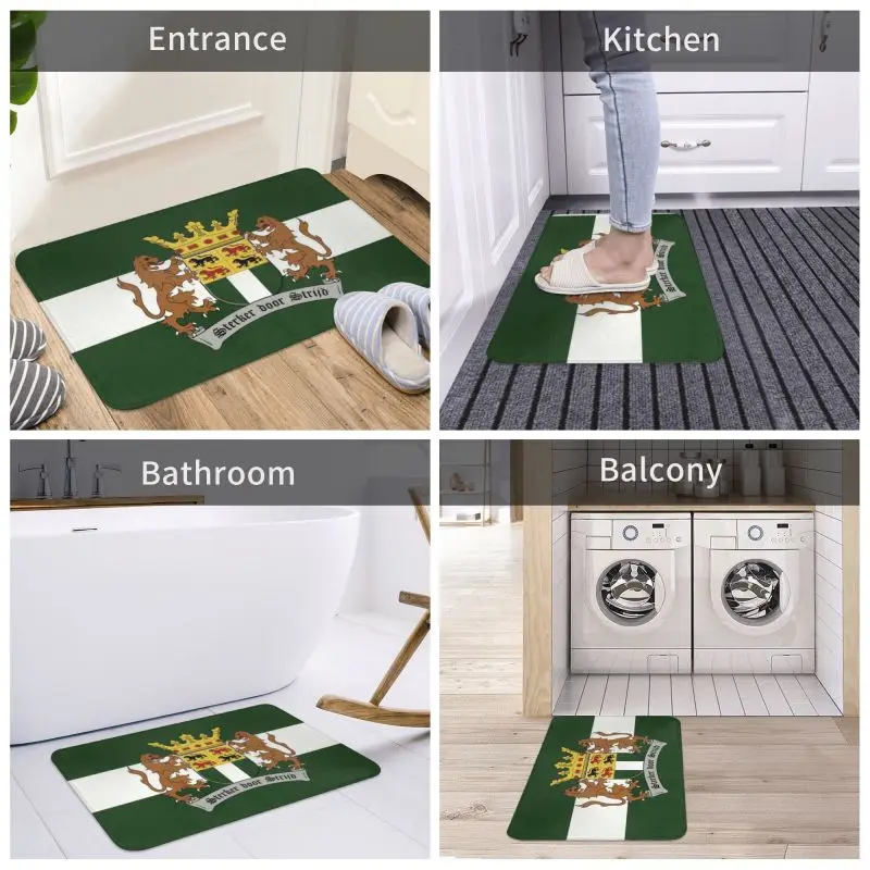 Wapen Van Rotterdam Front Door Floor Entrance Mat Indoor Rotterdam Coat Of Arms Holland Flag Bathroom Kitchen Doormat Carpet Rug