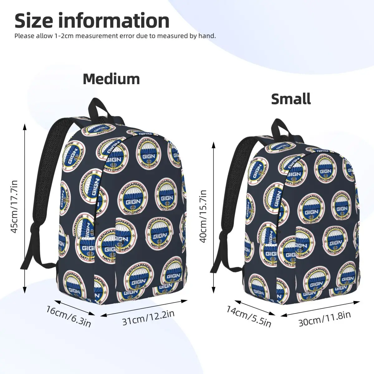 National Gendarmerie Intervention Group - GIGN (France) Backpack Daypack Kids BookBag School Bag Shoulder Bags for Men Women