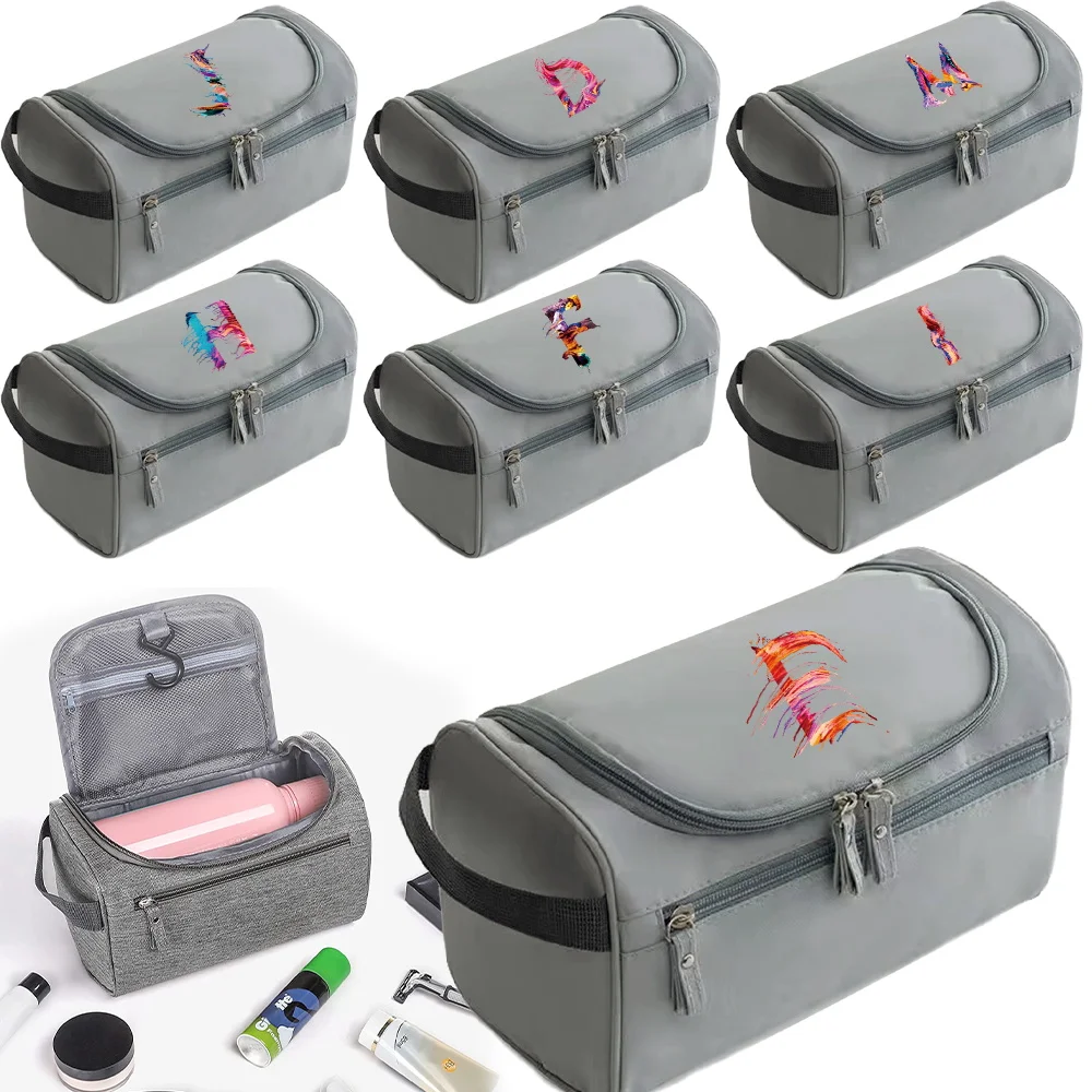 

Wash Bag Luxurious Makeup Toiletry Storage Bag with Zipper Travel Necessarie Paint Printing Series Portable Wash Pouch
