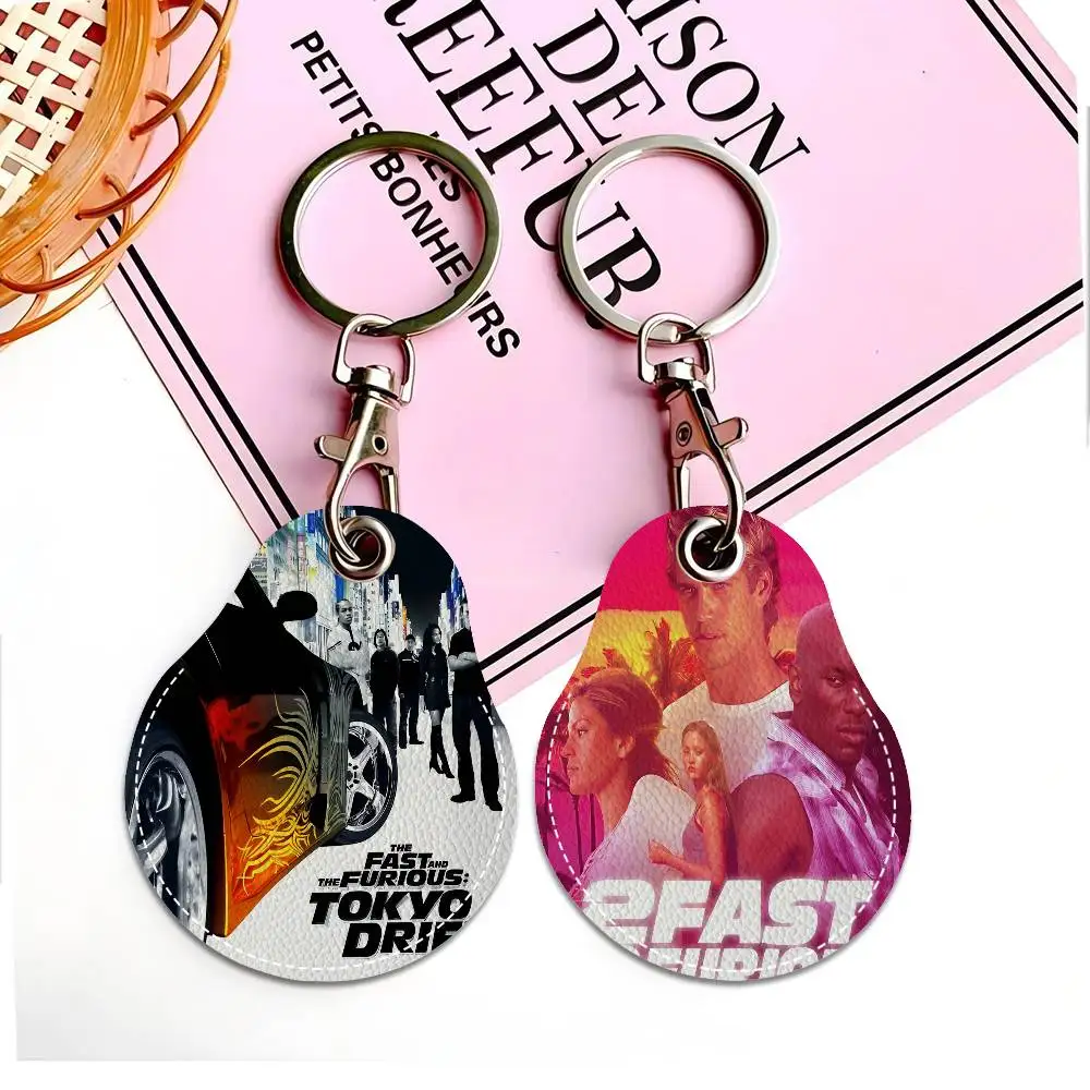 Fast And Furious Classic Vintage Keyring Leather Access Card Holder Keychain Community Water Drop Proximity Card Protective