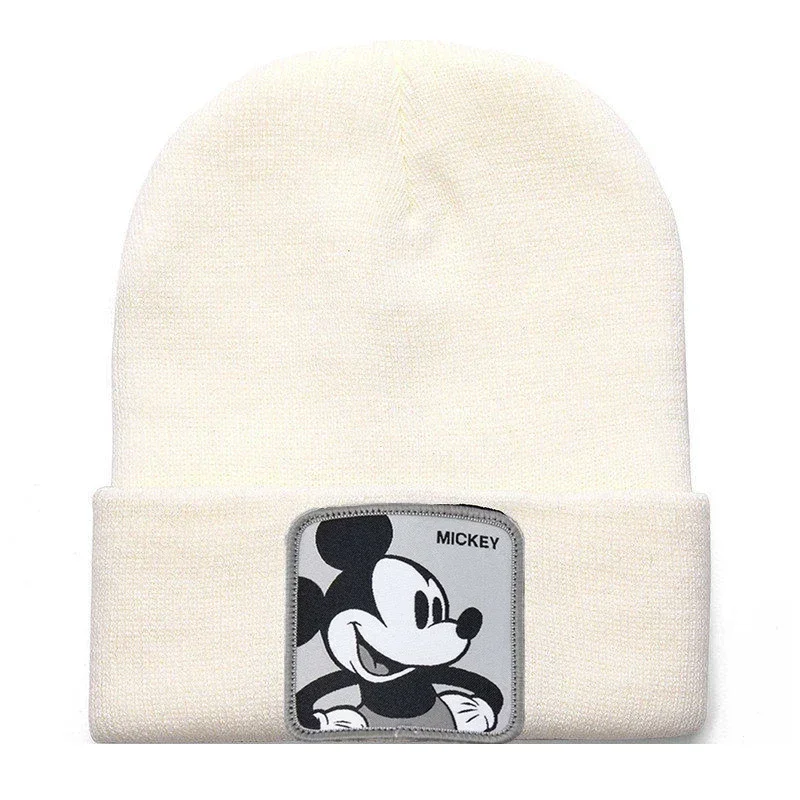 Anime Cartoon Hat Disney Mickey Cold Cap Hip-hop Street Dance Hat Winter Wool Cap Rolled Knit  Solid Unisex Cap