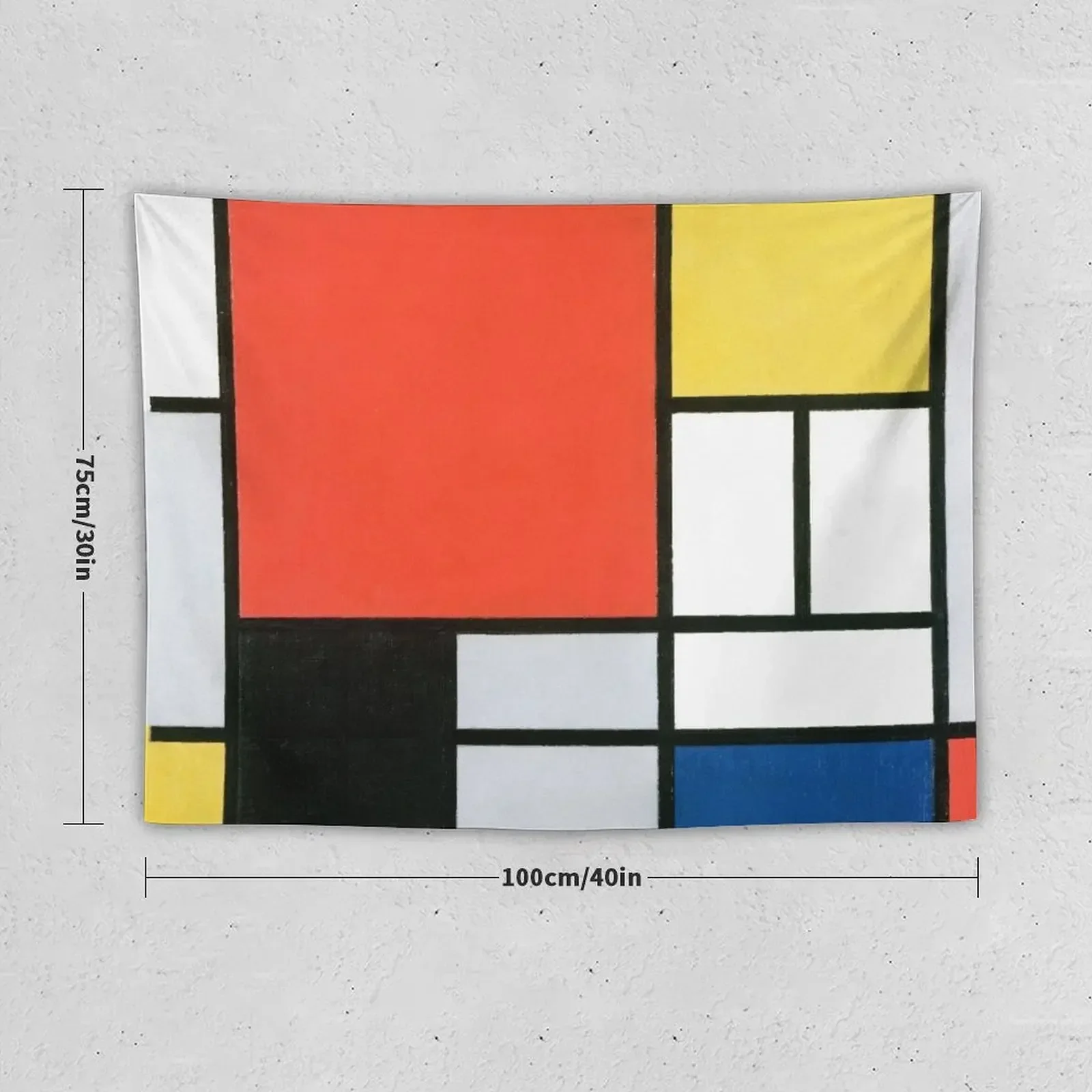 Composition in Red, Yellow, Blue, and Black (High Resolution), Mondrian Tapestry Home Supplies Tapestry