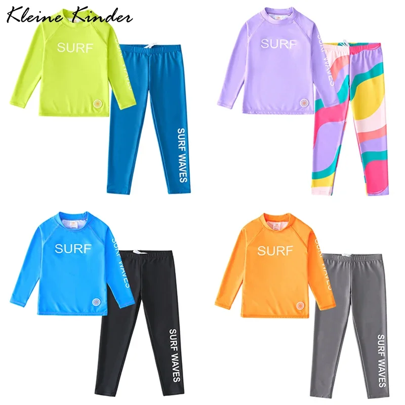 

Swimsuit for Children Long Sleeve Swimming T Shirt and Pants UPF50 Boys Girls Swimwear Anti UV Beach Kids Surfing Bathing Suit