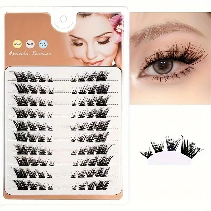 

Fake eyelash natural DIY eyelash extension kit, D-curl independent eyelashes, fluffy, soft and slender fake eyelashes