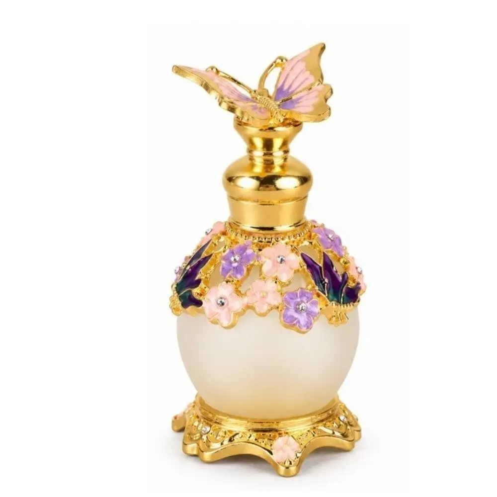 Refillable Vintage Fragrance Bottle Rhinestone Inlaid Glass Essential Oil Bottle Empty Glass Bottle