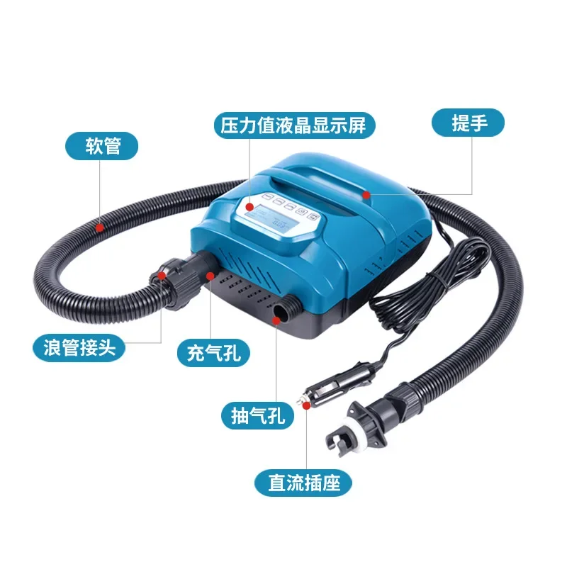 2026 مضخة هواء كهربائية قارب الاعتداء قارب مطاطي المحمولة سوب لوحة اللب الكهربائية مضخة هواء تيار مستمر ارتفاع ضغط 20PSI مركبة مضخة هواء #3