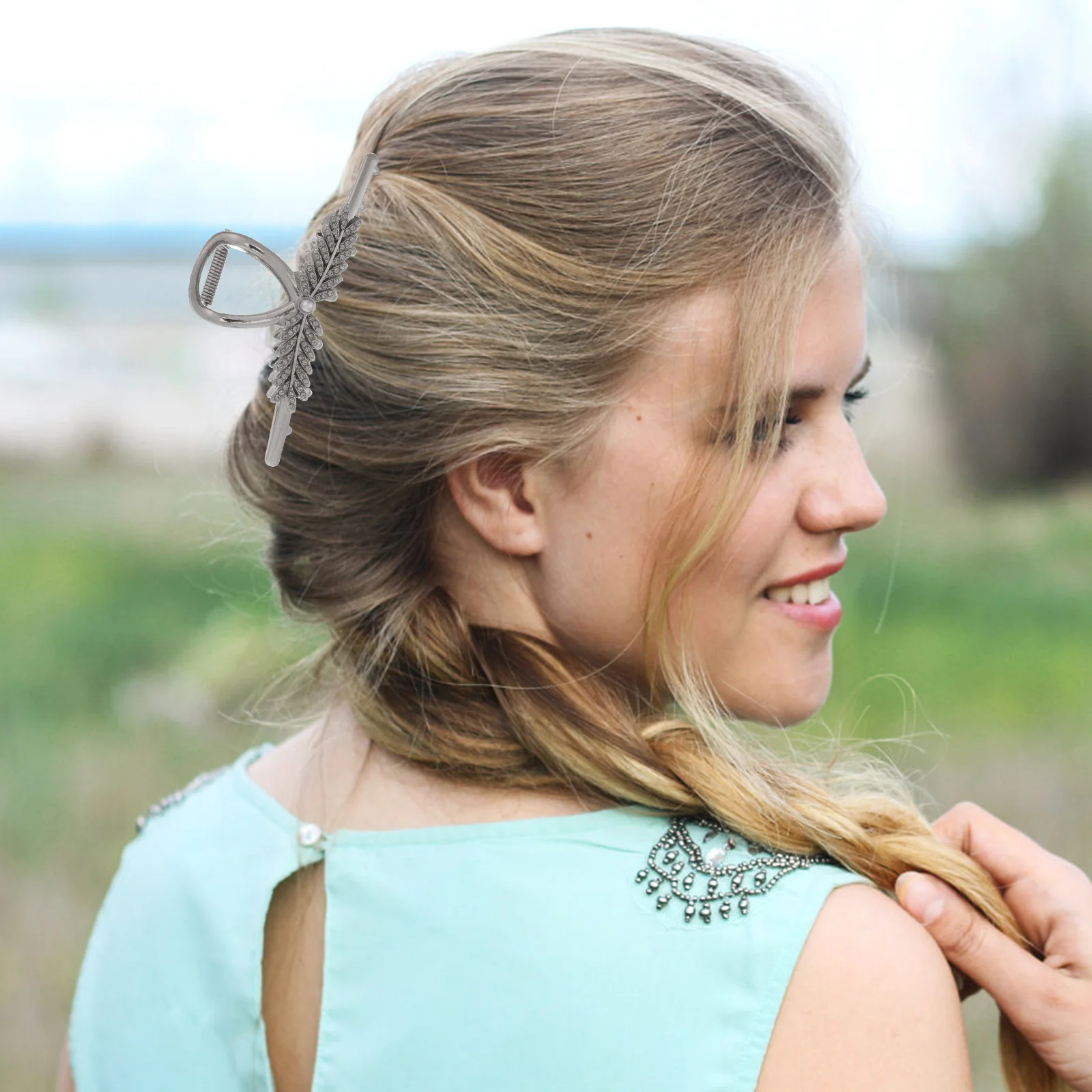 

Элегантная заколка-крабик для волос из металла, имитирующая пшеницу, с надежным захватом для длинных, густых и тонких волос, для женщин и девушек, для различных случаев использования