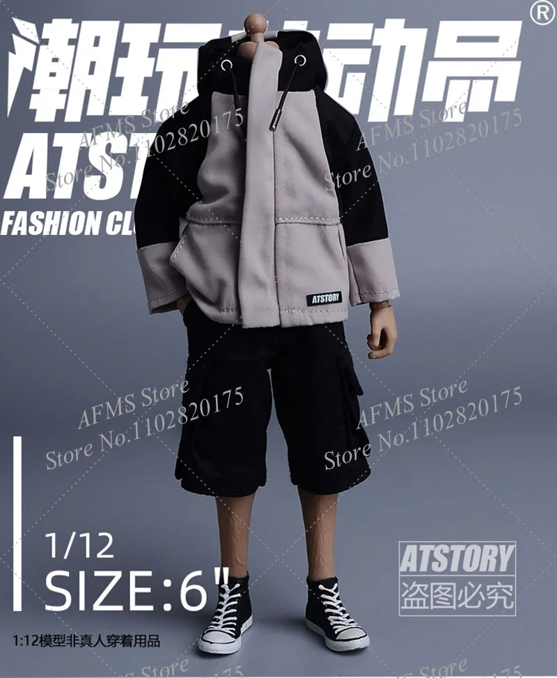 1/12 الرجال الجندي المرقعة كولوربلوك سترة في الهواء الطلق المشي لمسافات طويلة تسلق التخييم مقنعين البريدي معطف صالح 6 بوصة عمل الشكل الدمى اللعب