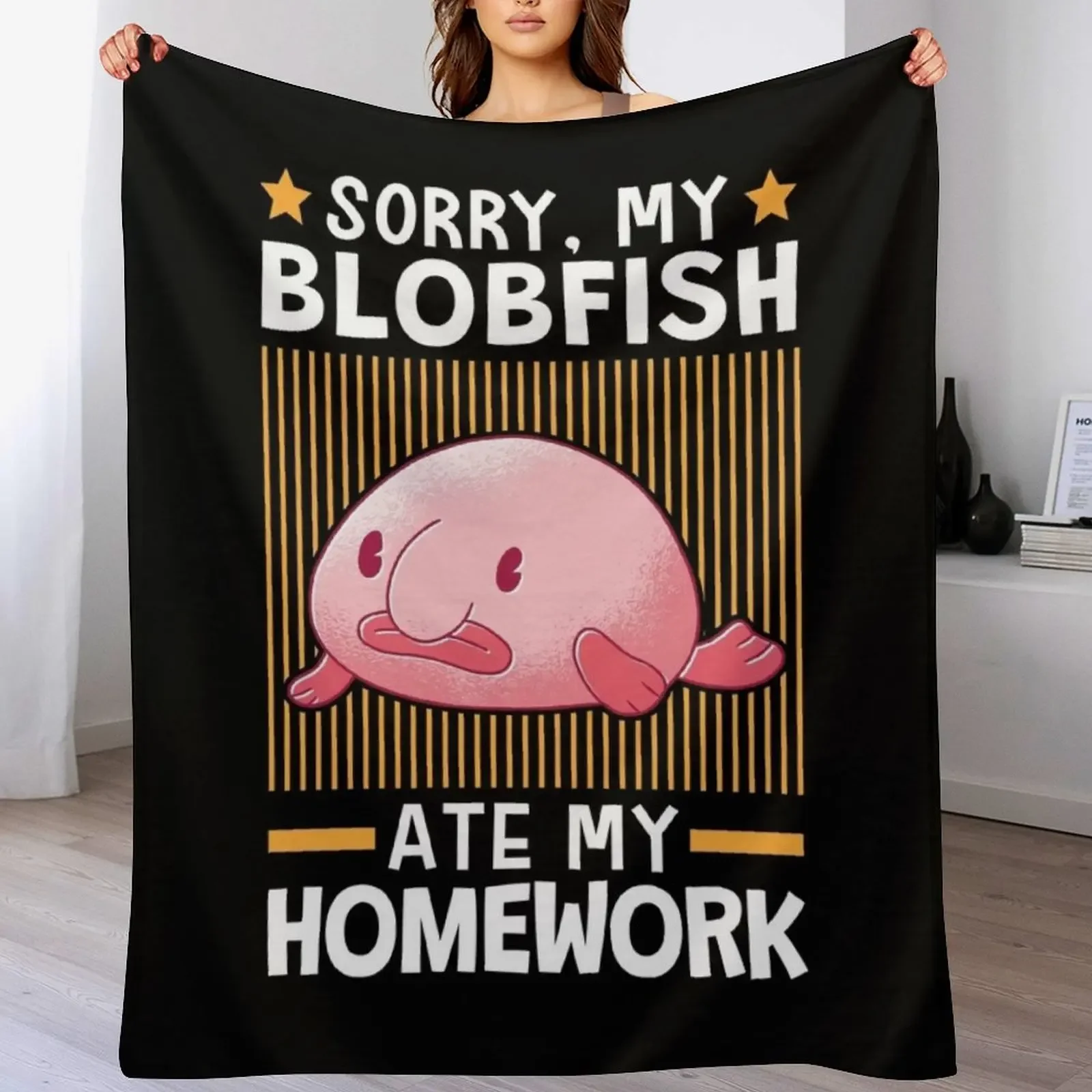 

Blobfish ate my homework Throw Blanket Travel Sleeping Bag Thin Hair Blankets