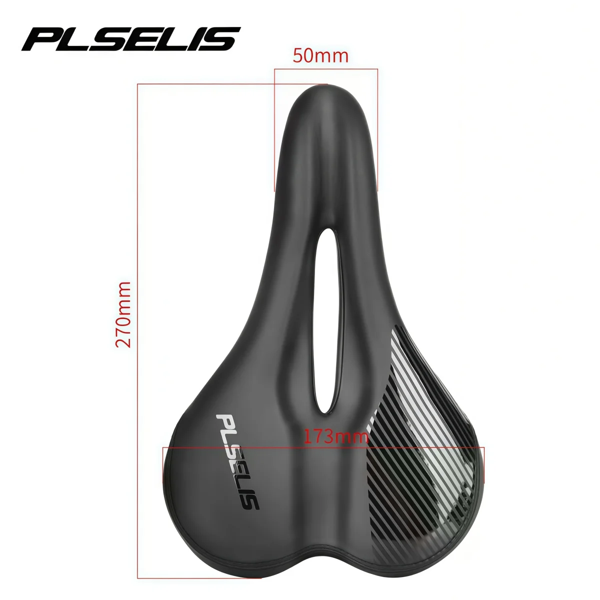 PLSELIS PS-2034 Comfort Black Bike Saddle – Memory Foam + Waterproof Leather Ventilated Hollow Steel Rails With Scale Marks