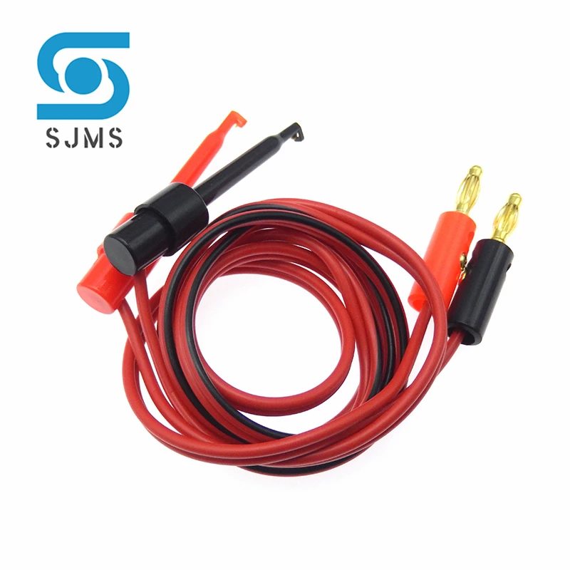 1 Pair 4mm Gold Plated Banana Plug to Test Hook Clip Lead CableMultimeter Tools Test Line Cable Equipment Connector 1 meter