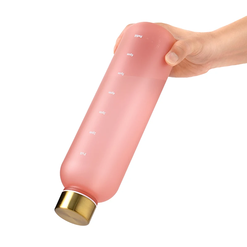 1000-ml-Flasche mit Zeitmarkierung, motivierend, wiederverwendbar, für Fitness, Sport, Outdoor, Reisen, Radfahren, auslaufsicher, BPA-frei, mattierte Flasche – Detail 6