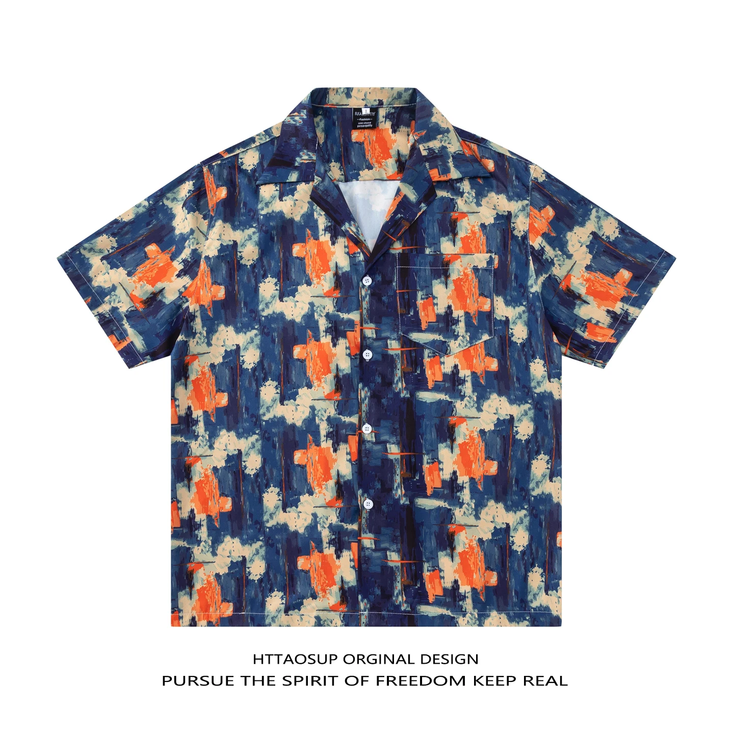 

HTTAOUSP Summer Tie Dye Gradient Cuban Collar Short Sleeve Loose Men's Shirt Casual Style Half Sleeve Shirt Fashionable
