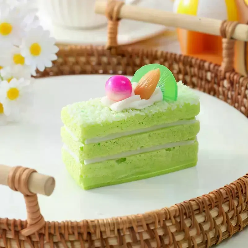 Faux Layered Cake Slices Realistic Fruit Toppings Vivid Texture For Photo Props Home Decor Bakery Display