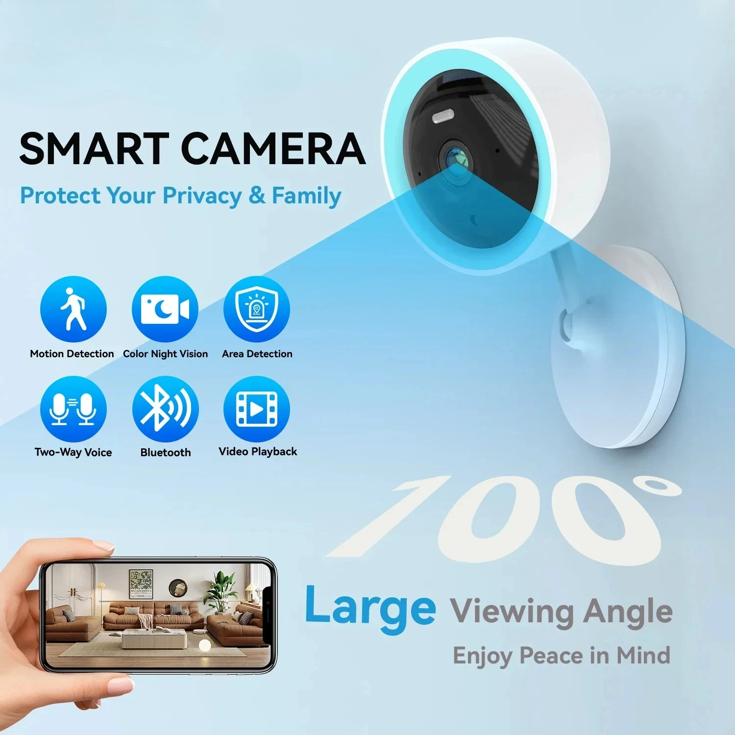 

5MP Baby Monitor Camera Indoor Home Security Real Time Alert Human Detection Color Night Vision Auto Tracking Smart Cam