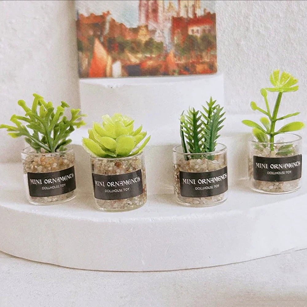 1 Uds 1/12 casa de muñecas plantas verdes en miniatura con caja Mini planta en maceta modelo de juguete para casa de muñecas accesorios de decoración OB11 bjd