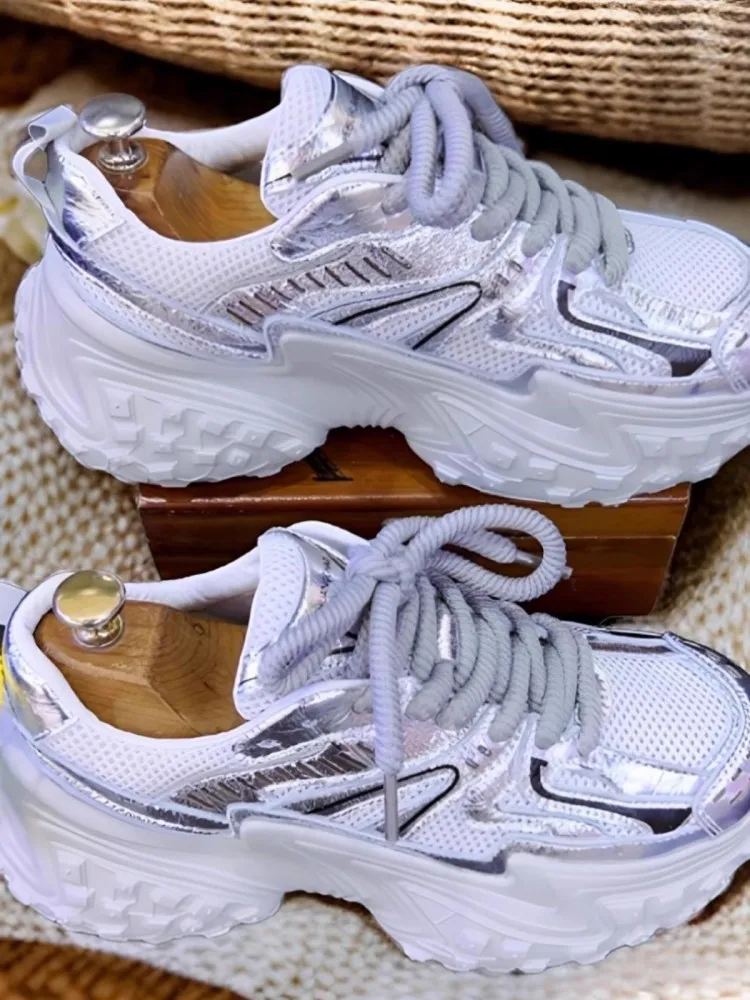 Mens Genuine Leather Sneakers Patchwork Mesh Breathable Thick Bottom Running Trainers Lace Up Outdoor Jogging Sport Shoes Male