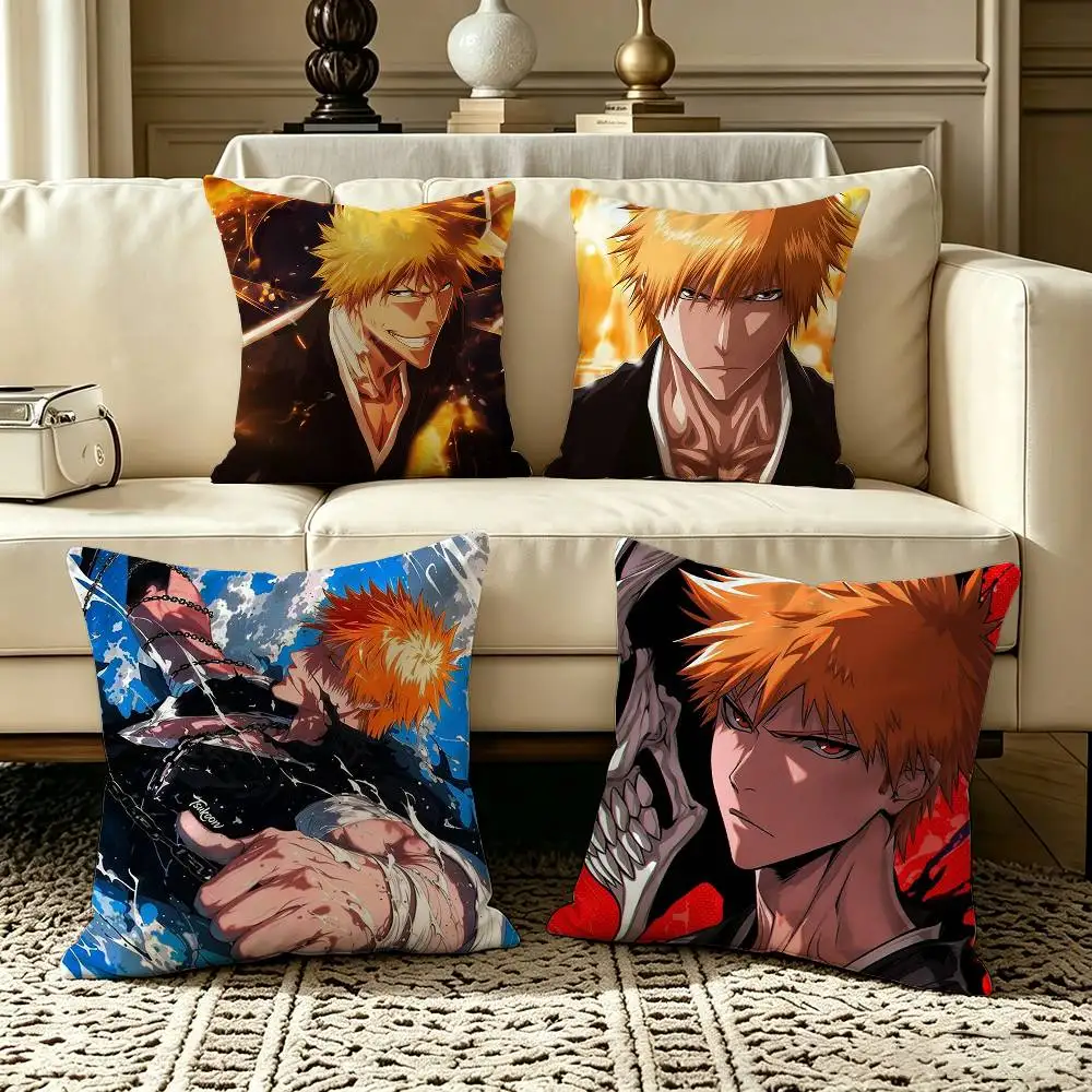 BLEACH K-Kurosaki Ichigo  Square Double-Sided printed Pillow Case Bedroom Bedside Pillow Sofa Cushion Cover