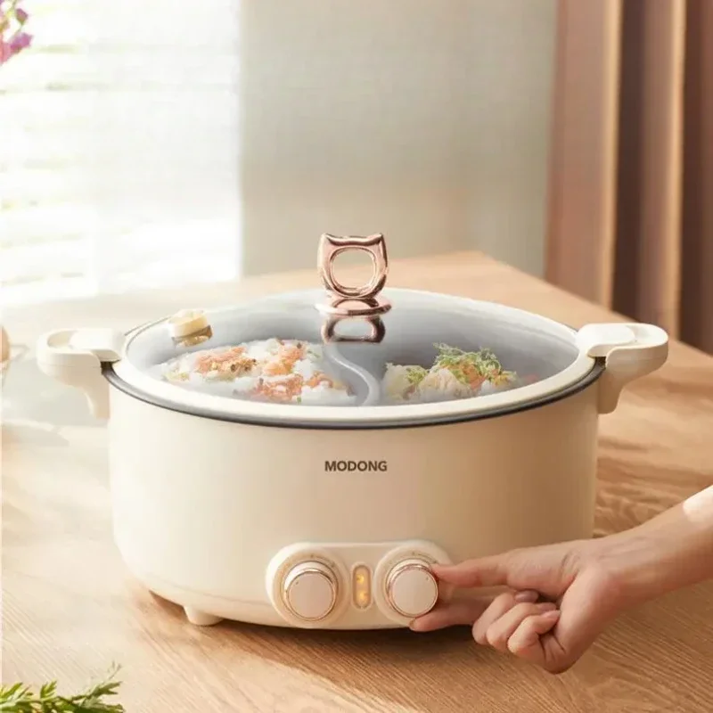 DK75: Dual Hot Pot Cooker, Portable Electric MultiFunction Pot, Perfect for Dorms, Students, and Small Kitchens, Easy to Clean