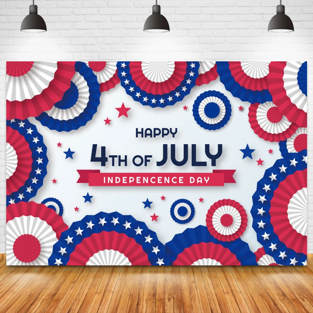 Fondo para fotografía del Día de la independencia del 4 de julio, cartel de rayas de estrellas rojas y azules, foto patriótica, Fondo para fiesta del Día de la independencia
