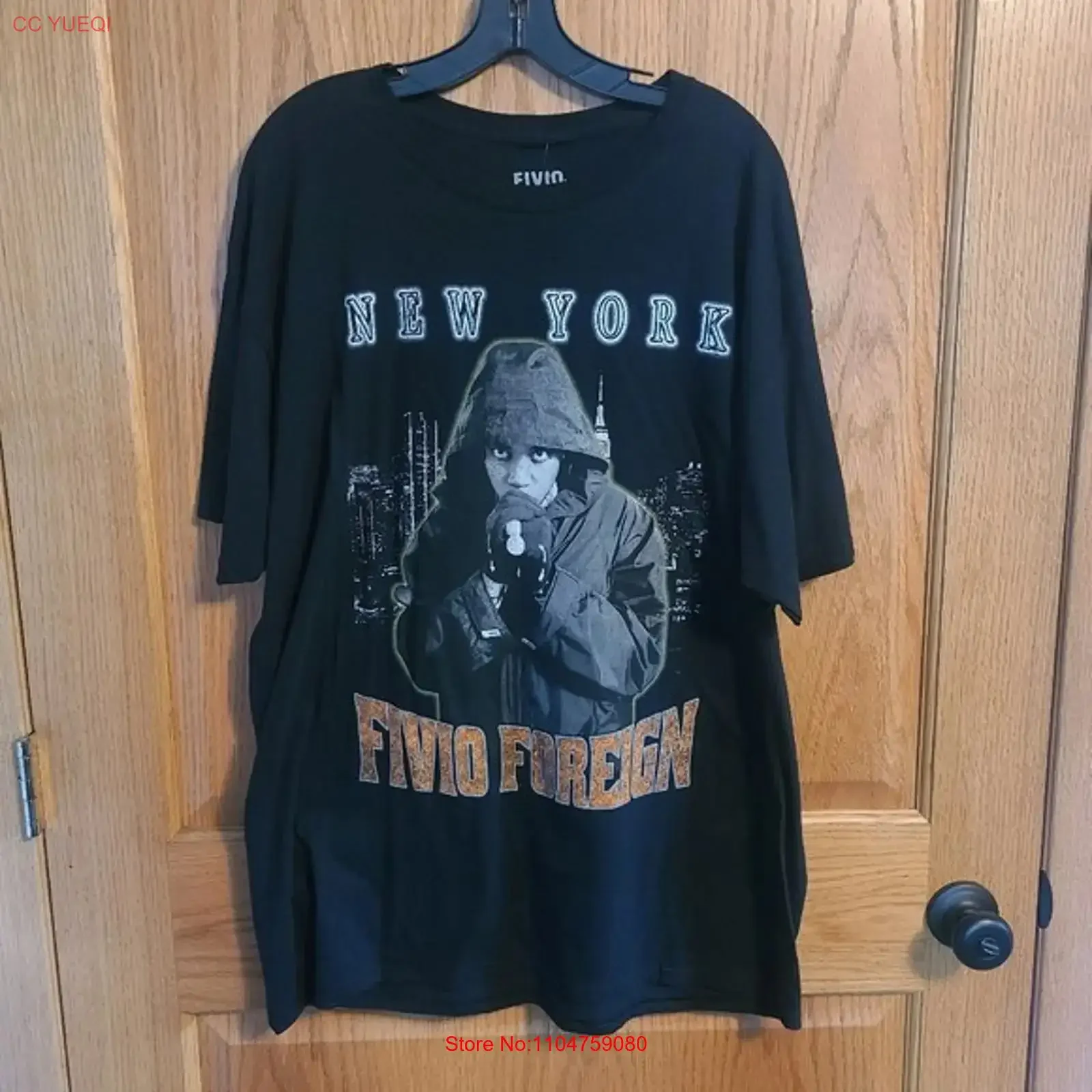 Camiseta Negra para Hombre Rue21 Fivio Foreign New York, Talla XL, Nueva con Etiqueta, Estilo Vintage Lavado, Suave, Elegante, Casual, Elástica, Unisex, Moda Masculina